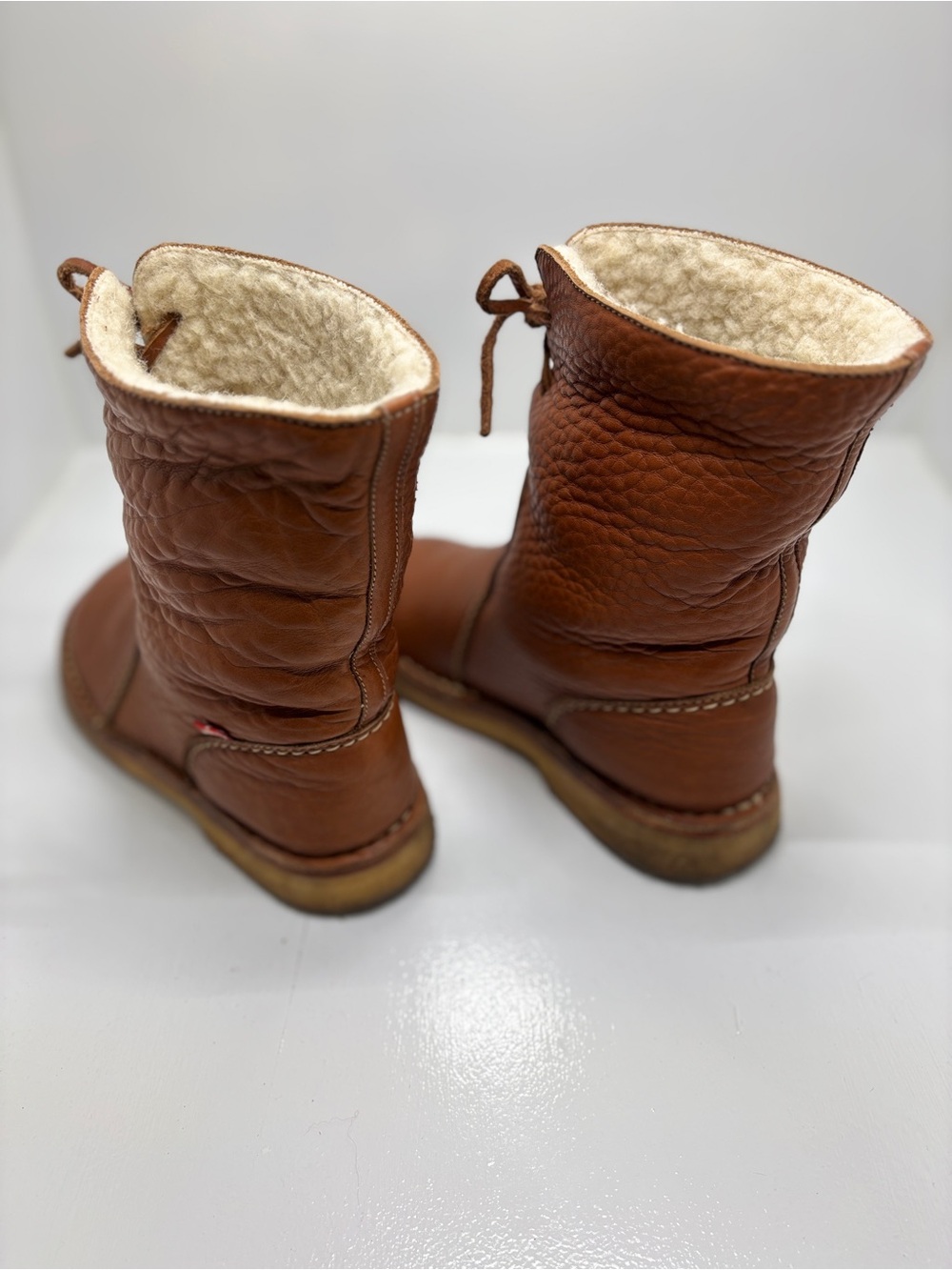 Duckfeet Aarhus Wool Lined Boots EU 38 US 7.5 8 Cognac Brown Danish Leather Crep - Picture 7 of 12